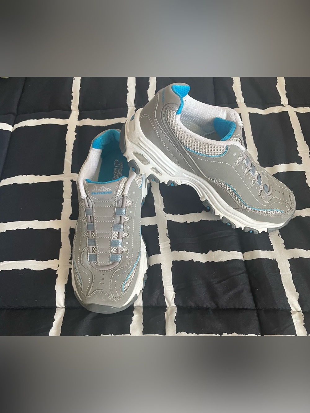 Skechers Gray and Light Blue Athletic Sneakers